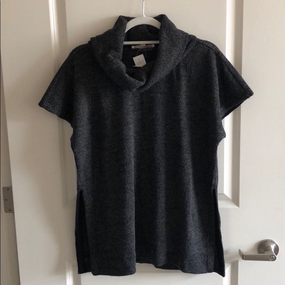 Loft short sleeve, cowl neck poncho